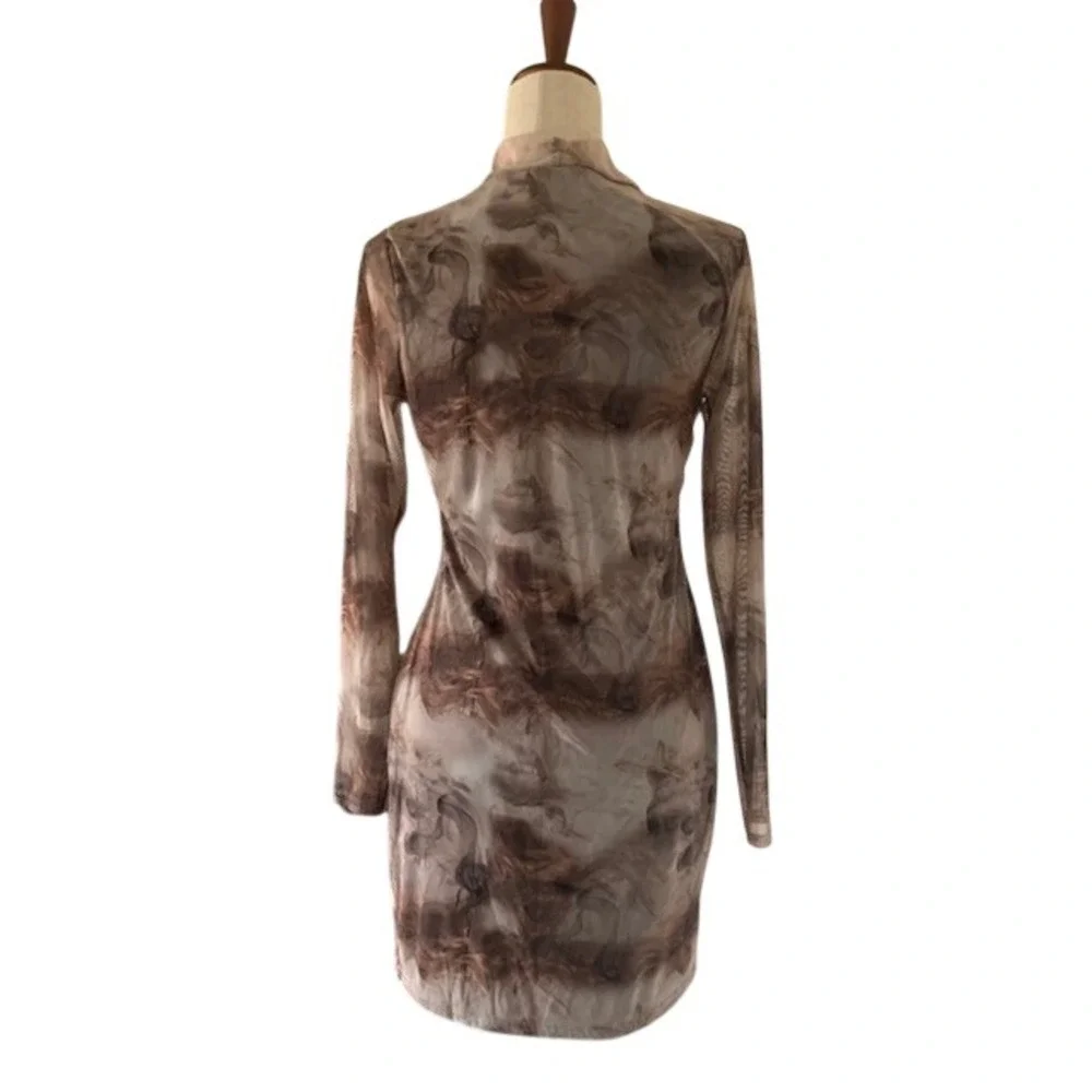 PrettyLittleThing Size 10 Mesh Abstract Print  Midi Dress‎ Dark Romance Artsy